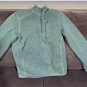 Green sweatshirt with a half zipper. Youth XL